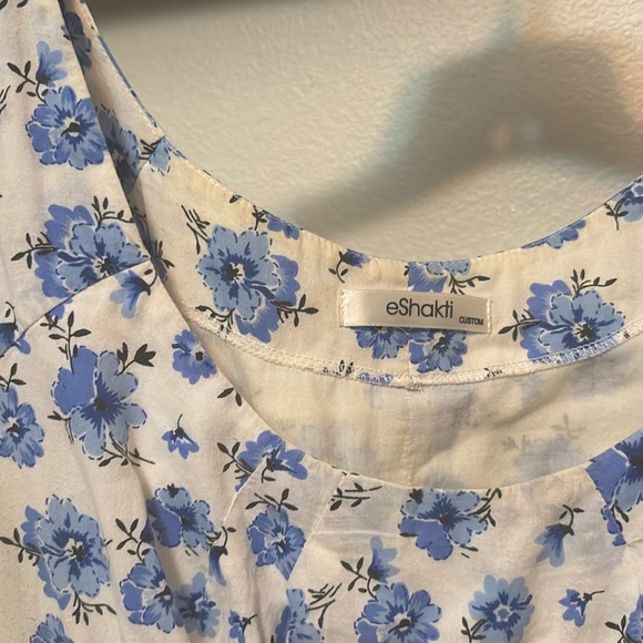 eShakti women's 100% cotton flower dress size 10 smocked back waist pockets - Picture 7 of 11